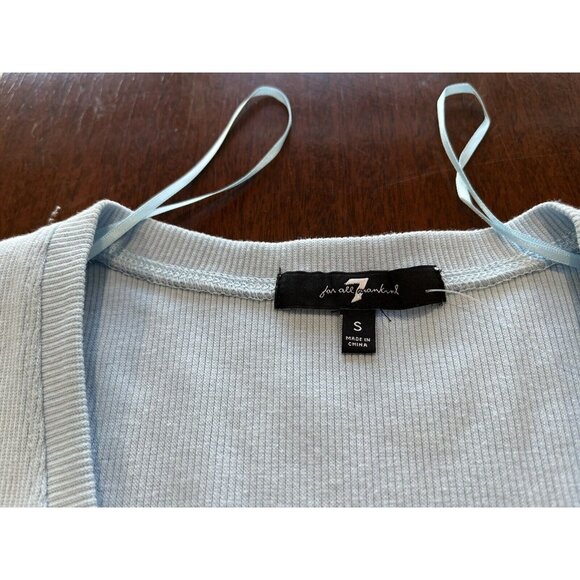 NWT 7 For All Mankind Baby Blue Long Sleeve Bodysuit Womens Size Small - Picture 3 of 9